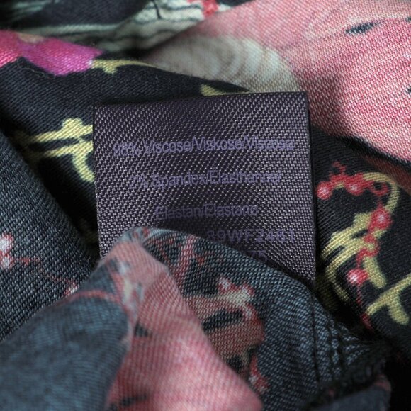 Hale Bob Floral Keyhole Blouse Long Sleeve Top Tie Neck Flowers Black White XS - Picture 9 of 9